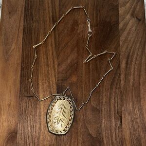 Vintage Two-Toned Silver/Gold Leaf Necklace with Intricate Chain